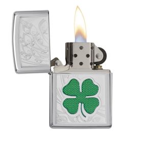 Zippo Windproof Lighter Clover High Polish Chrome Design