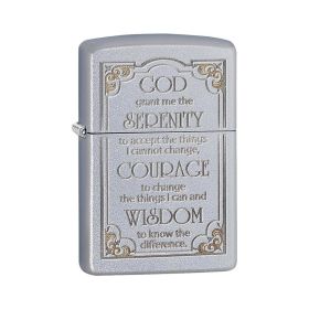 Zippo Windproof Lighter Serenity Prayer Satin Chrome Finish