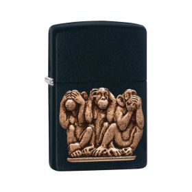 Zippo Windproof Lighter Three Monkeys Black Matte Finish