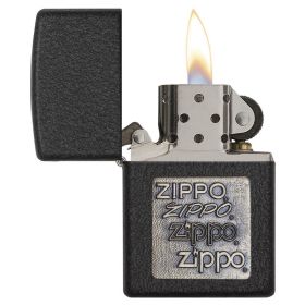 Zippo Windproof Lighter Black CrackleÂ® Gold Zippo Logo