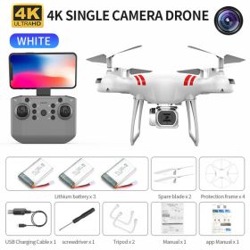 RC Drone Double 4K Wifi FPV HD Camera KY101 Drone Altitude Hold Gesture Mode Long Flying time RC Quadcopter Drone Toys For Boy (Color: White 4K 3B)