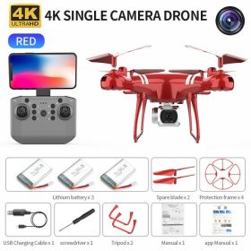 RC Drone Double 4K Wifi FPV HD Camera KY101 Drone Altitude Hold Gesture Mode Long Flying time RC Quadcopter Drone Toys For Boy (Color: Red 4K 3B)