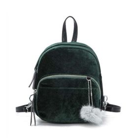 Fashion Backpack Women Mini Fur Ball School Bags (Color: 1)