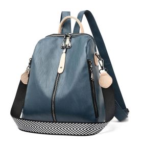 High Quality Backpack Women Soft Leather Backpack Female WhiteTravel Back Pack School Backpacks for Girls Sac A Dos Hot (Color: Blue, size: 14 inches)