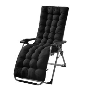 67x22in Chaise Lounger Cushion Recliner Rocking Chair Sofa Mat Deck Chair Cushion (Color: Thicken Black)